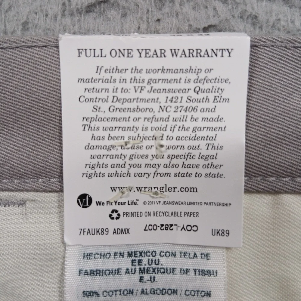 Wrangler Ultimate Khaki Pants Mens‎ 36x32 Tan No Iron Flat Front Straight NWT